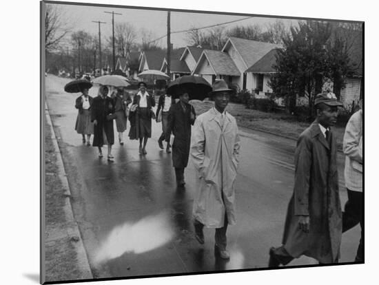 Pilgrimage Protest with Black Montgomery Citizens Walking to Work, in Wake of Rosa Parks Incident-Grey Villet-Mounted Photographic Print