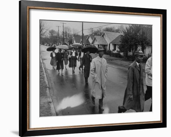 Pilgrimage Protest with Black Montgomery Citizens Walking to Work, in Wake of Rosa Parks Incident-Grey Villet-Framed Photographic Print