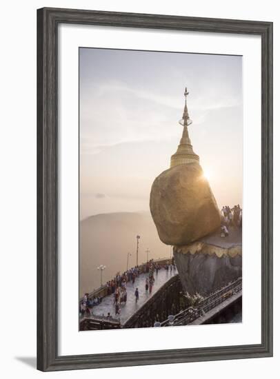 Pilgrims at Golden Rock Stupa (Kyaiktiyo Pagoda) at Sunset, Mon State, Myanmar (Burma), Asia-Matthew Williams-Ellis-Framed Photographic Print