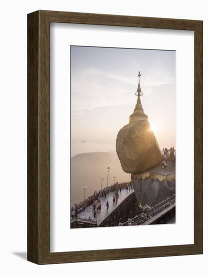 Pilgrims at Golden Rock Stupa (Kyaiktiyo Pagoda) at Sunset, Mon State, Myanmar (Burma), Asia-Matthew Williams-Ellis-Framed Photographic Print