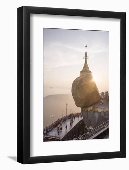 Pilgrims at Golden Rock Stupa (Kyaiktiyo Pagoda) at Sunset, Mon State, Myanmar (Burma), Asia-Matthew Williams-Ellis-Framed Photographic Print