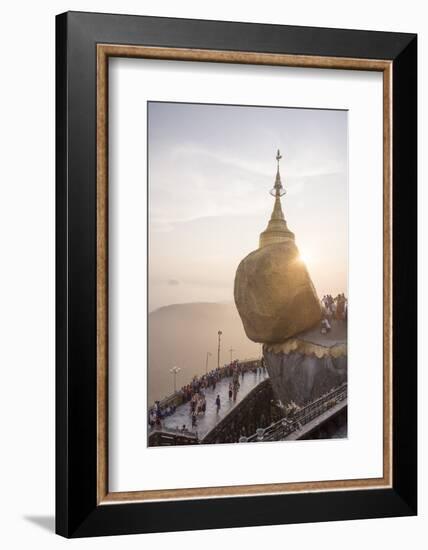 Pilgrims at Golden Rock Stupa (Kyaiktiyo Pagoda) at Sunset, Mon State, Myanmar (Burma), Asia-Matthew Williams-Ellis-Framed Photographic Print