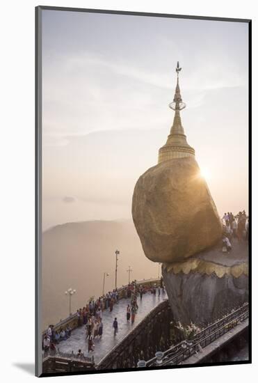 Pilgrims at Golden Rock Stupa (Kyaiktiyo Pagoda) at Sunset, Mon State, Myanmar (Burma), Asia-Matthew Williams-Ellis-Mounted Photographic Print