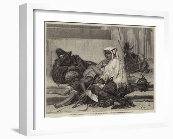 Pilgrims at the Foot of the Obelisk of Sixtus V at Rome-Hippolyte Delaroche-Framed Giclee Print