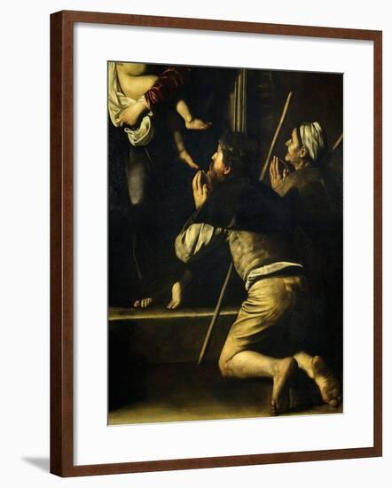 Pilgrims, from Madonna of the Pilgrims, Called the Loreto Madonna (Detail)-Caravaggio-Framed Giclee Print