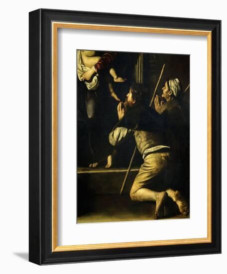 Pilgrims, from Madonna of the Pilgrims, Called the Loreto Madonna (Detail)-Caravaggio-Framed Giclee Print