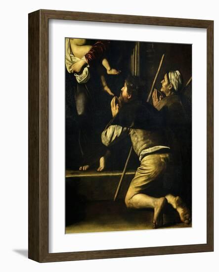 Pilgrims, from Madonna of the Pilgrims, Called the Loreto Madonna (Detail)-Caravaggio-Framed Giclee Print