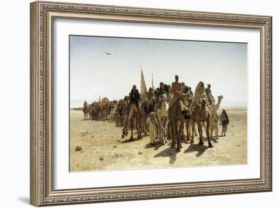 Pilgrims Going to Mecca (Pélerins Allant À La Mecque)-Leon-Auguste-Adolphe Belly-Framed Premium Giclee Print