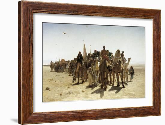 Pilgrims Going to Mecca (Pélerins Allant À La Mecque)-Leon-Auguste-Adolphe Belly-Framed Premium Giclee Print