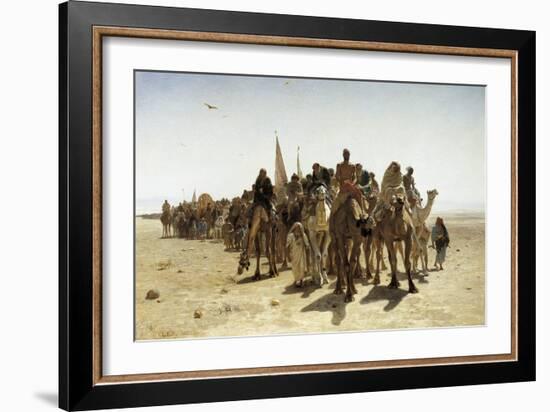 Pilgrims Going to Mecca (Pélerins Allant À La Mecque)-Leon-Auguste-Adolphe Belly-Framed Premium Giclee Print