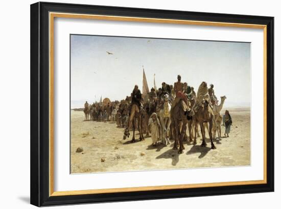 Pilgrims Going to Mecca (Pélerins Allant À La Mecque)-Leon-Auguste-Adolphe Belly-Framed Art Print