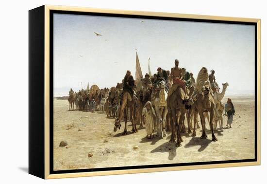 Pilgrims Going to Mecca (Pélerins Allant À La Mecque)-Leon-Auguste-Adolphe Belly-Framed Stretched Canvas