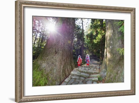 Pilgrims on Daimon-Zaka Nachi Tokaido Pilgrimage Route, Wakayama Prefecture, Honshu, Japan, Asia-Christian Kober-Framed Photographic Print