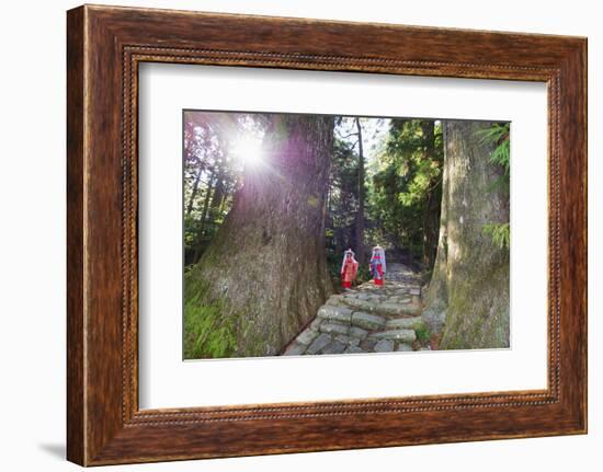 Pilgrims on Daimon-Zaka Nachi Tokaido Pilgrimage Route, Wakayama Prefecture, Honshu, Japan, Asia-Christian Kober-Framed Photographic Print