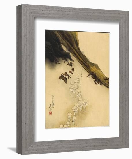 Pilgrims on the Slopes of Mount Fuji-Shibata Zeshin-Framed Art Print