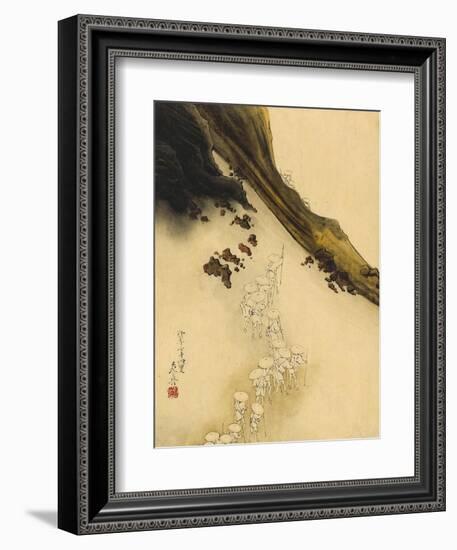 Pilgrims on the Slopes of Mount Fuji-Shibata Zeshin-Framed Art Print