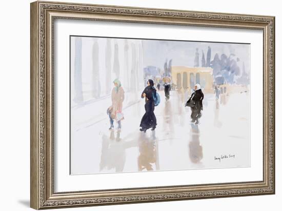 Pilgrims on the Temple Mount, Jerusalem, 2019 (W/C on Paper)-Lucy Willis-Framed Giclee Print