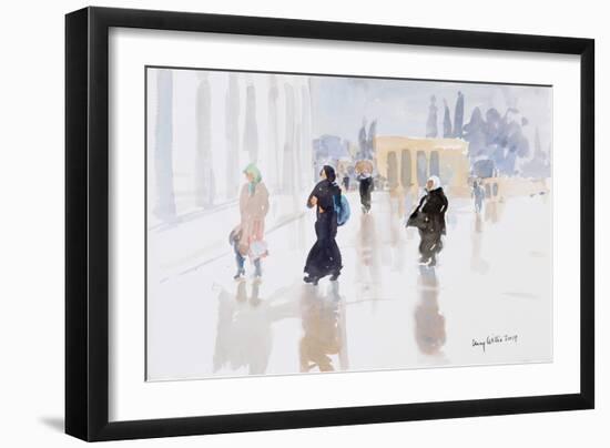 Pilgrims on the Temple Mount, Jerusalem, 2019 (W/C on Paper)-Lucy Willis-Framed Giclee Print