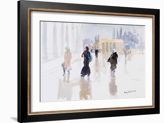 Pilgrims on the Temple Mount, Jerusalem, 2019 (W/C on Paper)-Lucy Willis-Framed Giclee Print