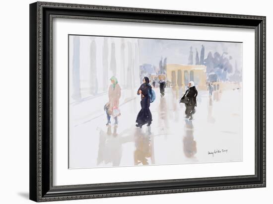 Pilgrims on the Temple Mount, Jerusalem, 2019 (W/C on Paper)-Lucy Willis-Framed Giclee Print