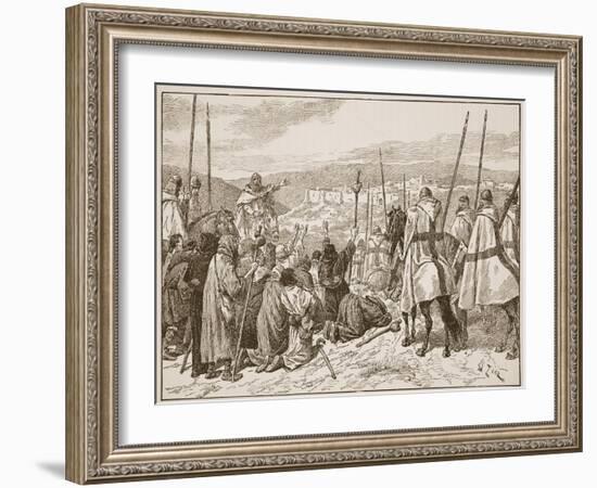 Pilgrims under Escort of Knights Templars, in Sight of Jerusalem-Edouard Zier-Framed Giclee Print