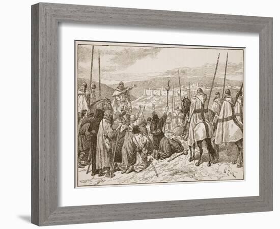 Pilgrims under Escort of Knights Templars, in Sight of Jerusalem-Edouard Zier-Framed Giclee Print