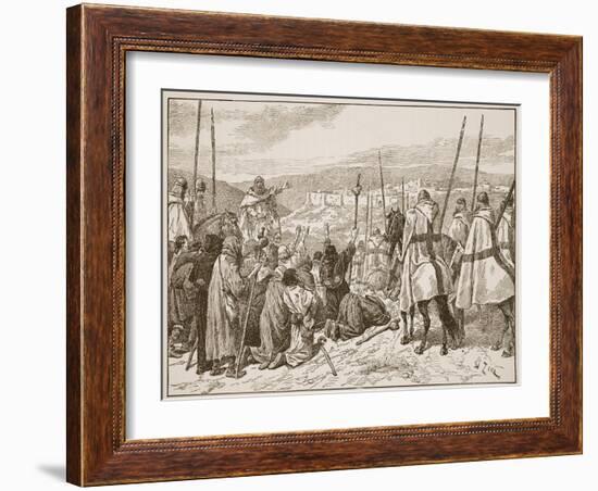 Pilgrims under Escort of Knights Templars, in Sight of Jerusalem-Edouard Zier-Framed Giclee Print