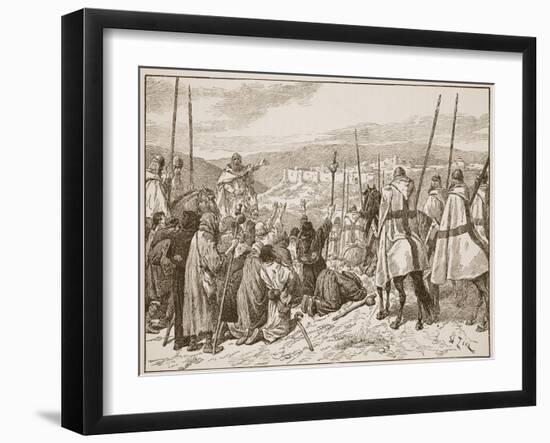 Pilgrims under Escort of Knights Templars, in Sight of Jerusalem-Edouard Zier-Framed Giclee Print