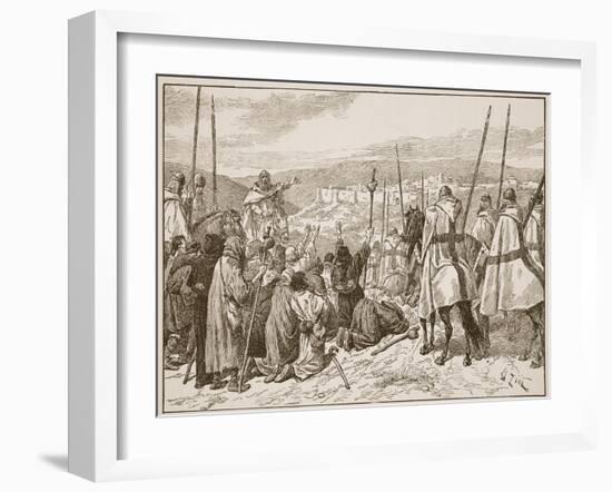 Pilgrims under Escort of Knights Templars, in Sight of Jerusalem-Edouard Zier-Framed Giclee Print