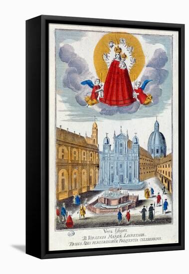 Pilgrims Visiting the Shrine of Our Lady of Loretto, 18th Century (Coloured Engraving)-French-Framed Premier Image Canvas