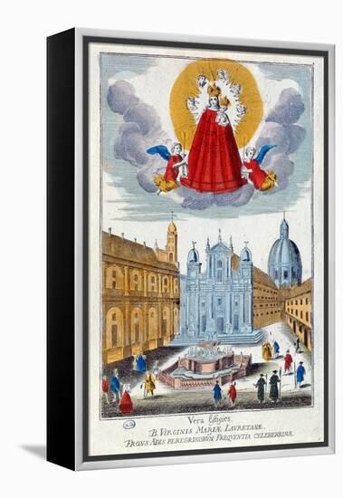 Pilgrims Visiting the Shrine of Our Lady of Loretto, 18th Century (Coloured Engraving)-French-Framed Premier Image Canvas