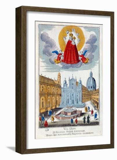 Pilgrims Visiting the Shrine of Our Lady of Loretto, 18th Century (Coloured Engraving)-French-Framed Giclee Print