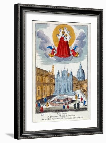 Pilgrims Visiting the Shrine of Our Lady of Loretto, 18th Century (Coloured Engraving)-French-Framed Giclee Print