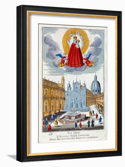 Pilgrims Visiting the Shrine of Our Lady of Loretto, 18th Century (Coloured Engraving)-French-Framed Giclee Print