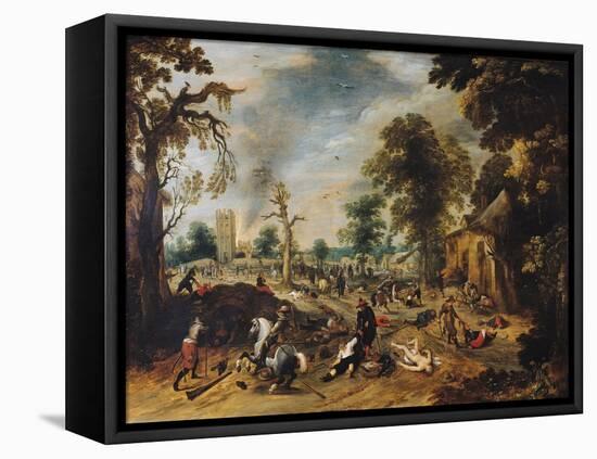 Pillage of a Village-Sebastian Vrancx-Framed Premier Image Canvas