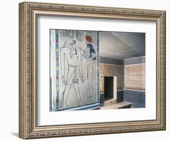 Pillar with a Depiction of Goddess Isis with Ankh-null-Framed Giclee Print