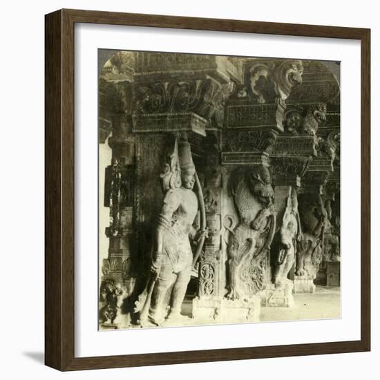 Pillars of a Hindu Temple, Madurai, India, C1900s-Underwood & Underwood-Framed Photographic Print