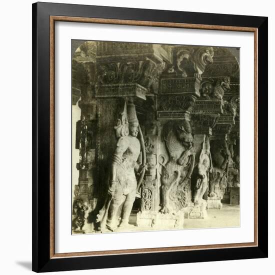 Pillars of a Hindu Temple, Madurai, India, C1900s-Underwood & Underwood-Framed Photographic Print