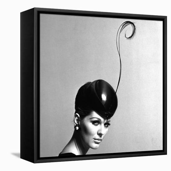 Pillbox Hat with Feather, 1960s-John French-Framed Premier Image Canvas