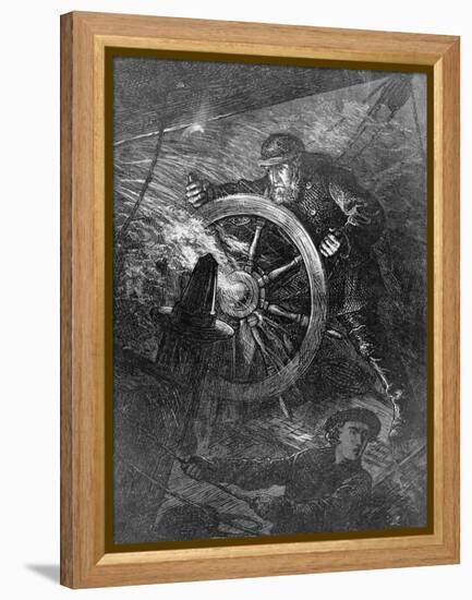 Pilot at Wheel of Ship-null-Framed Premier Image Canvas