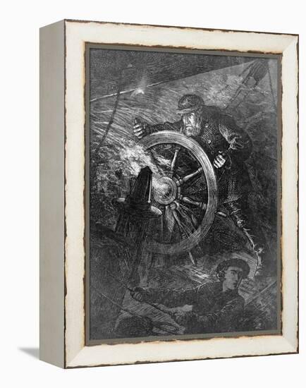 Pilot at Wheel of Ship-null-Framed Premier Image Canvas