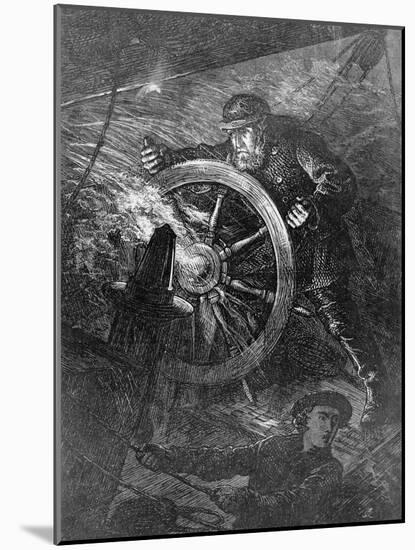 Pilot at Wheel of Ship-null-Mounted Giclee Print