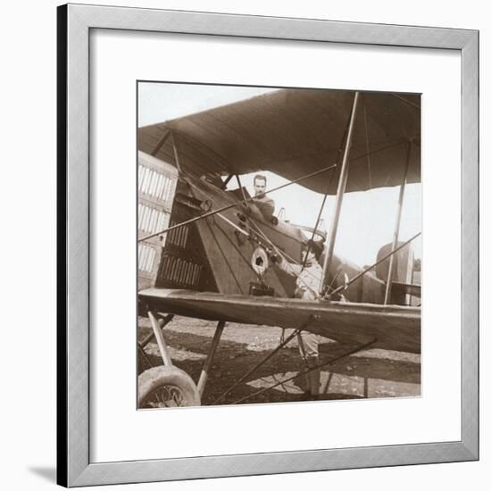 Pilot in biplane, c1914-c1918-Unknown-Framed Photographic Print