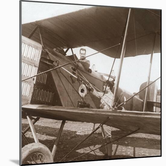 Pilot in biplane, c1914-c1918-Unknown-Mounted Photographic Print