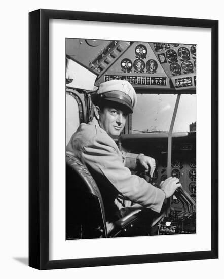 Pilot Lt. Col. Henry T. Myers on President Harry S. Truman's New Plane "The Independence"-Peter Stackpole-Framed Photographic Print