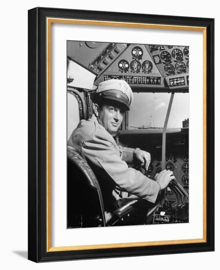 Pilot Lt. Col. Henry T. Myers on President Harry S. Truman's New Plane "The Independence"-Peter Stackpole-Framed Photographic Print