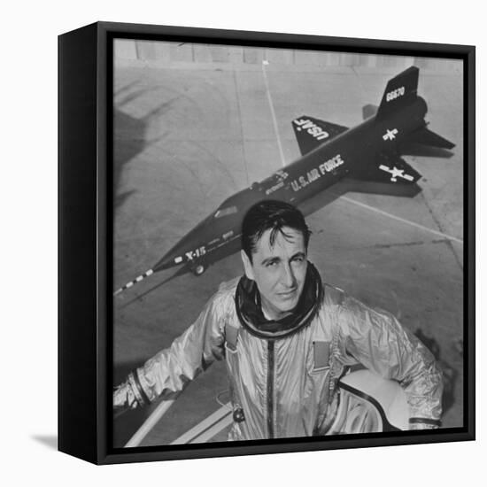 Pilot Scott Crossfield Standing in Front of the X-15-Allan Grant-Framed Premier Image Canvas