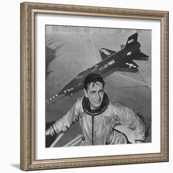 Pilot Scott Crossfield Standing in Front of the X-15-Allan Grant-Framed Photographic Print