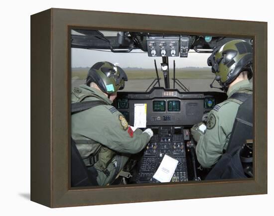 Pilots Inside the Cockpit of a Royal Air Force Merlin Helicopter at RAF Lyneham-Stocktrek Images-Framed Premier Image Canvas