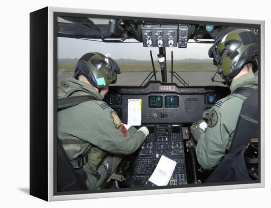 Pilots Inside the Cockpit of a Royal Air Force Merlin Helicopter at RAF Lyneham-Stocktrek Images-Framed Premier Image Canvas